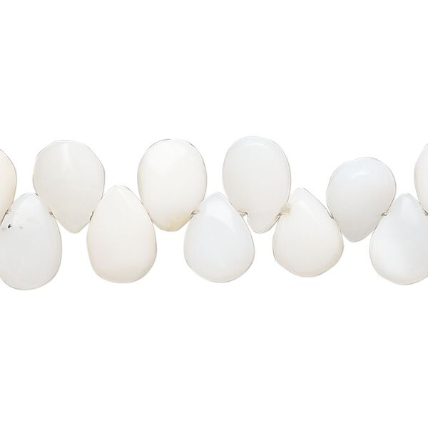 White opal 1pkg1, hand-cut top-drilled puffed teardrop bead natural 8 inch 9x6mm-10x7mm image number 0