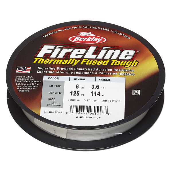 Thread, Berkley® FireLine®, high-modulus polyethylene, 8-fiber braid, crystal, 0.17mm diameter, 8-pound test. Sold per 125-yard spool. image number 0