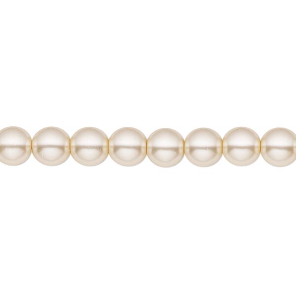 Bead, Czech pearl-coated glass druk, opaque beige, 6mm round. Sold per 15-1/2" to 16" strand. image number 0