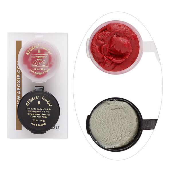 Adhesive, Apoxie® Sculpt, epoxy and polymer resin, red. Sold per 1/10 pound pkg. image number 0