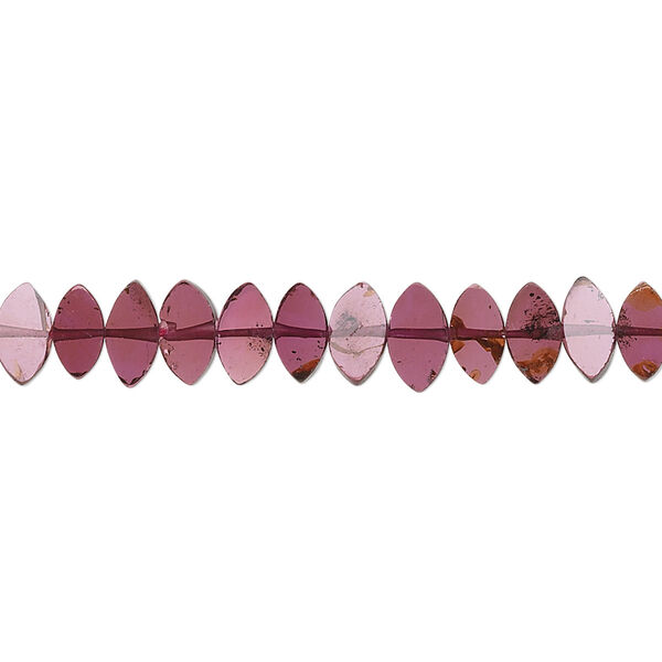 Bead, garnet (dyed), 7x4mm-8x5mm hand-cut side-drilled flat marquise, B grade, Mohs hardness 7 to 7-1/2. Sold per 16-inch strand. image number 0