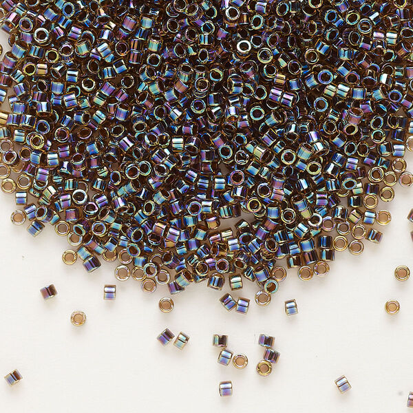 Seed bead, Delica®, glass, pkg/50g, #11 round, translucent root beer-lined rainbow light topaz (DB-0087). image number 0
