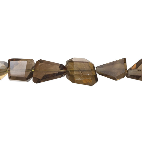 Smoky quartz 1pkg1, hand-cut faceted nugget bead 10 inch small image number 0