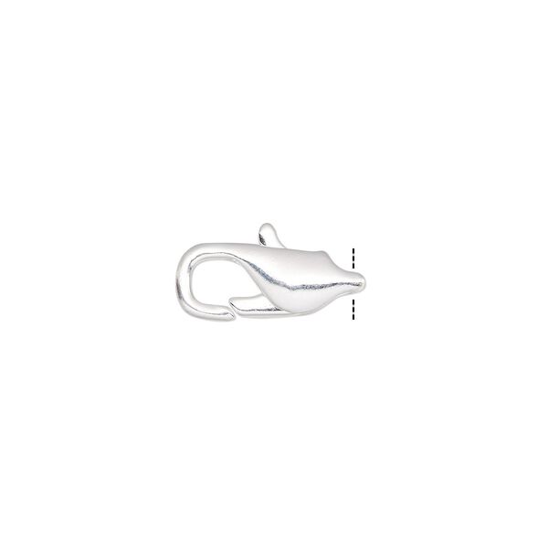 Clasp, lobster claw, silver-plated brass, 11x5mm flat design. Sold per pkg of 100. image number 0