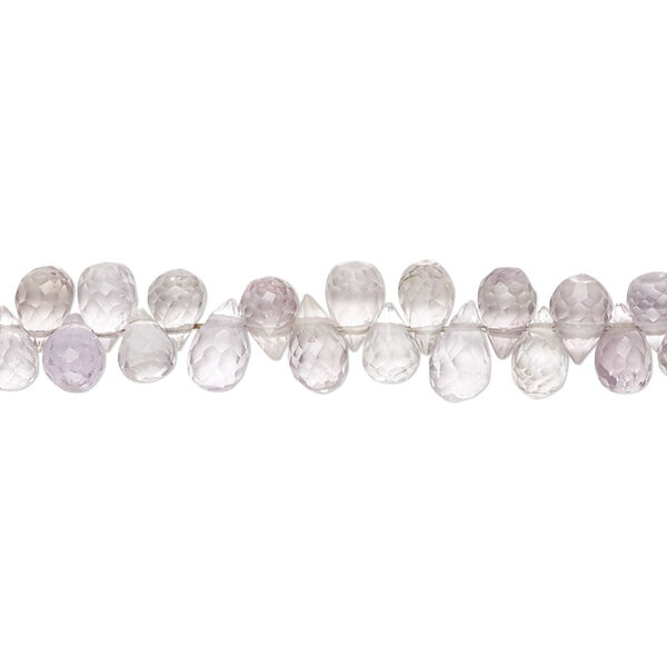 Lavender amethyst 1pkg1, hand-cut top-drilled faceted teardrop bead natural 4 inch 4x3mm-6x4mm image number 0
