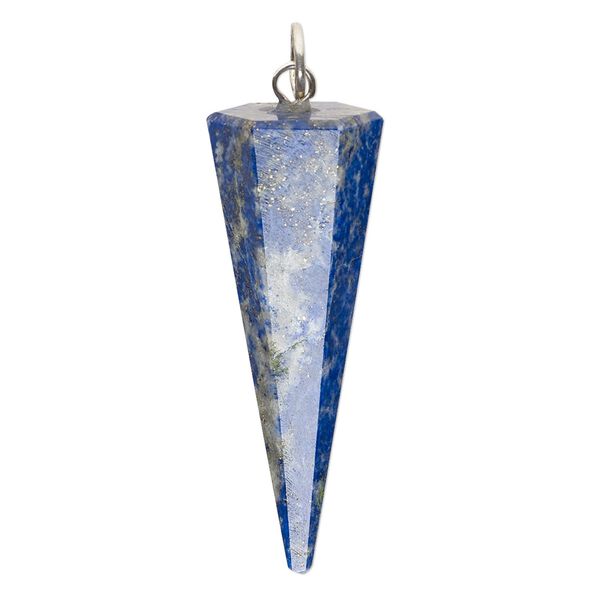 Lapis lazuli / brass 1pkg1, silver-plated hand-cut faceted hexagon point focal natural 38x14mm image number 0
