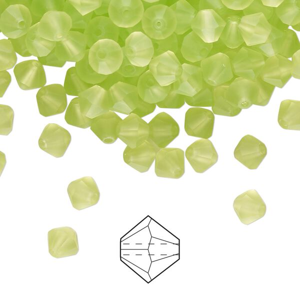 Bead 24pk limecicle matte, Preciosa Czech crystal 5mm bicone image number 0