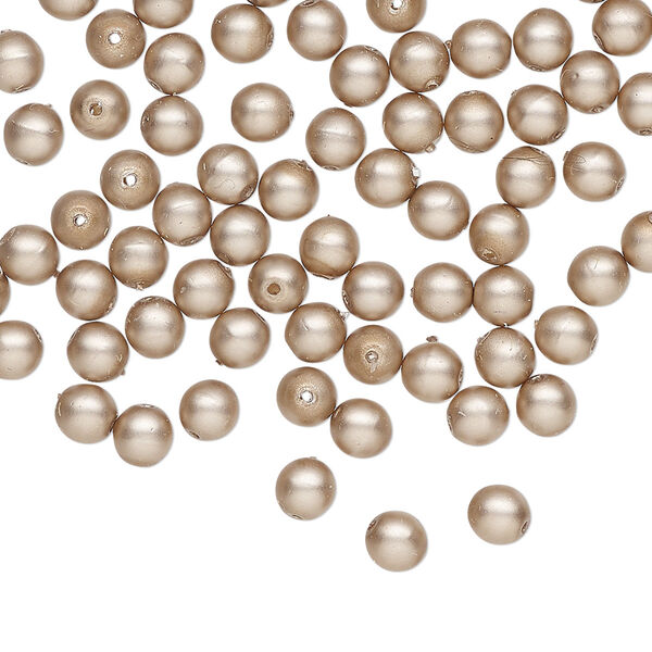 Czech glass 1pkg100, round druk bead matte pearl-coated sand 4mm image number 0