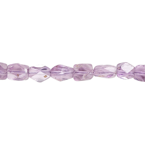 Amethyst 1pkg1, hand-cut faceted rectangle bead natural 15.5-16 inch 7x5mm image number 0