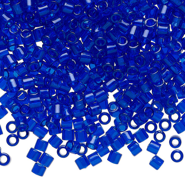 Seed bead, Delica®, glass, pkg/7.5g, #8 round, transparent cobalt (DBL-0707). image number 0