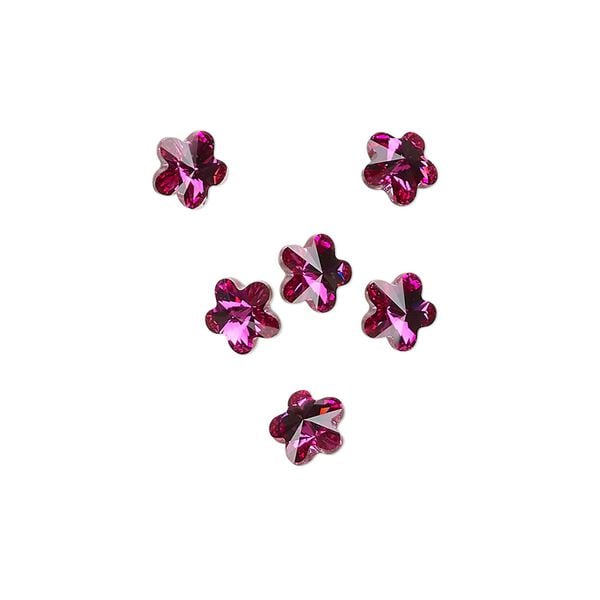 Fancy stone 6pk fuchsia foil back, Crystal Passions® 6mm flower 4744 image number 0