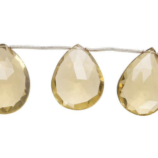 Golden quartz 1pkg9, hand-cut top-drilled faceted puffed teardrop bead 22x14mm-26x19mm image number 0