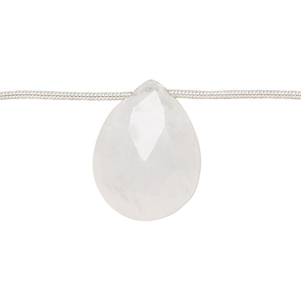 Rainbow moonstone 1pkg6, hand-cut top-drilled faceted puffed teardrop bead natural 18x13mm-25x17mm image number 0
