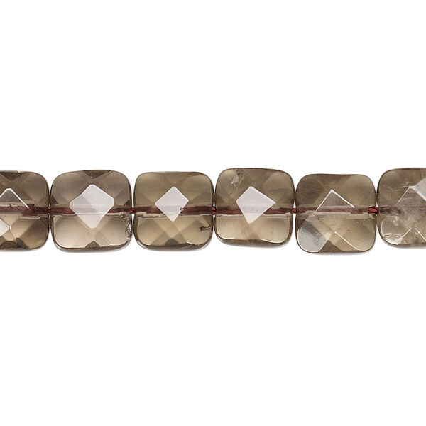 Smoky quartz 1pkg1, faceted square bead 15.5-16 inch 8mm image number 0