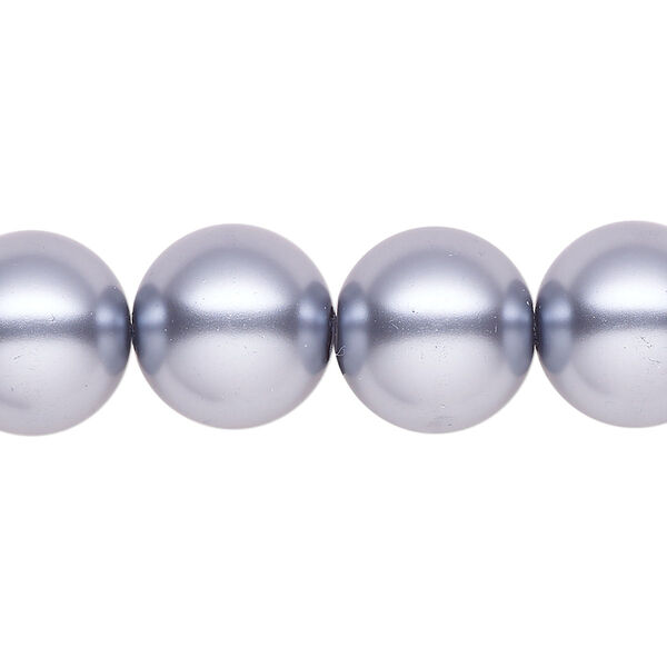 Pearl 1pk pewter, Celestial Crystal® 14mm round 15.5-16 inch image number 0
