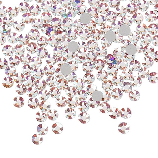 Flat back, Dance With Me™ crystal rhinestone, crystal AB, foil back, 3-3.2mm rose, SS12. Sold per pkg of 1,440 (10 gross). image number 0