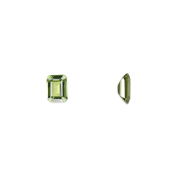 Peridot 1pkg1, hand-cut faceted emerald-cut gem natural 7x5mm image number 0
