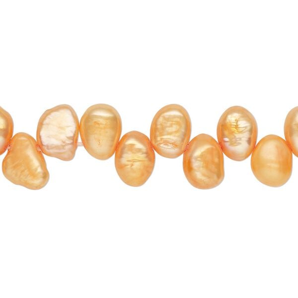 Pearl, cultured freshwater (dyed), carrot, 8x5mm-10x6mm top-drilled flat-sided rice with 0.4-0.5mm hole, D grade, Mohs hardness 2-1/2 to 4. Sold per 14-inch strand. image number 0