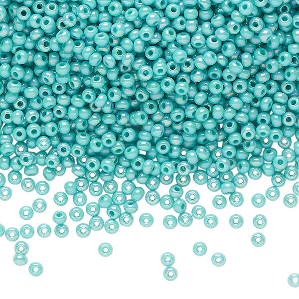 Seed bead, Preciosa Ornela Czech glass, pkg/500g, #11 rocaille, opaque rainbow seafoam green, (64130). image number 0