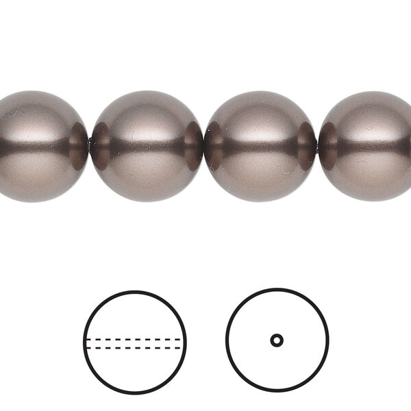 Pearl 10pk brown, Crystal Passions® 12mm round 5810 image number 0