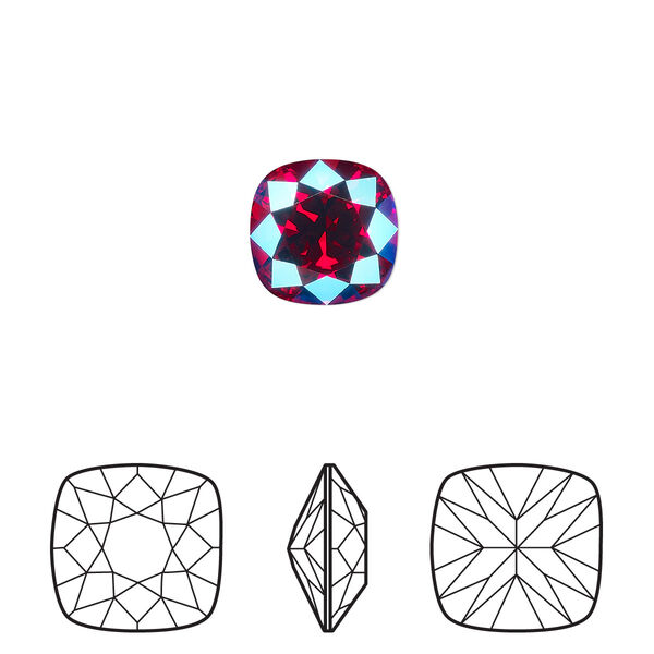 Fancy stone 2pk light Siam shimmer foil back, Crystal Passions® 10mm cushion 4470 image number 0
