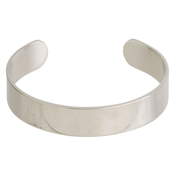 Bracelet, cuff, silver-plated steel, 13mm wide, adjustable from 6-1/2 to 7 inches. Sold individually. image number 0