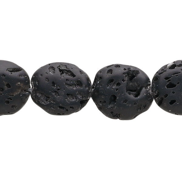 Lava rock 1pkg1, flat oval bead 15.5-16 inch 15x13mm image number 0