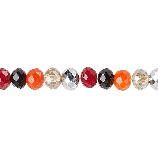 Bead 1pk mixed colors AB half-coated full-coated, Celestial Crystal® 6x4mm rondelle 15.5-16 inch image number 0