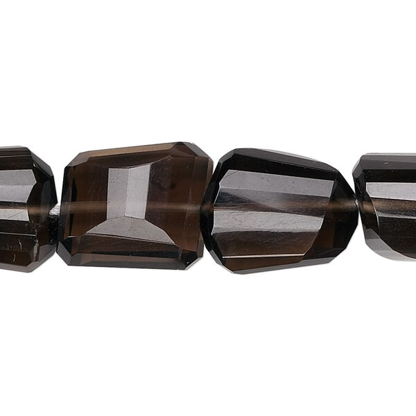 Smoky quartz 1pkg1, hand-faceted stepcut nugget bead 8 inch small to medium image number 0
