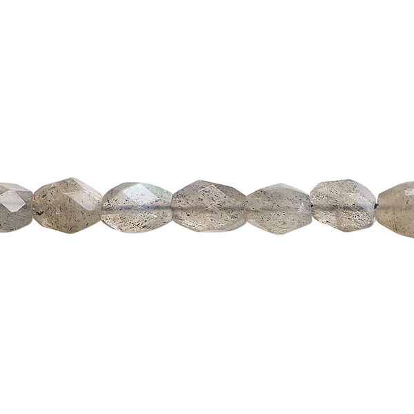 Labradorite 1pkg1, hand-cut faceted puffed oval bead natural 14 inch 6x4mm-8x6mm image number 0