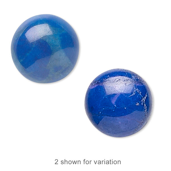 Cabochon, howlite (dyed), lapis blue, 6mm calibrated round, B grade, Mohs hardness 3 to 3-1/2. Sold per pkg of 16. image number 0