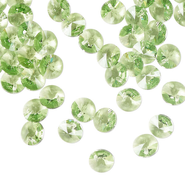Drop 12pk peridot, Crystal Passions® Regenerated 6mm pendant mini disk 6428 image number 1