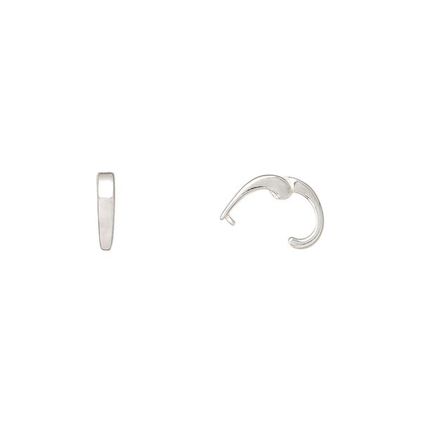 Bail, sterling silver, 8x6mm hinged oval, 5mm grip length. Sold individually. image number 0