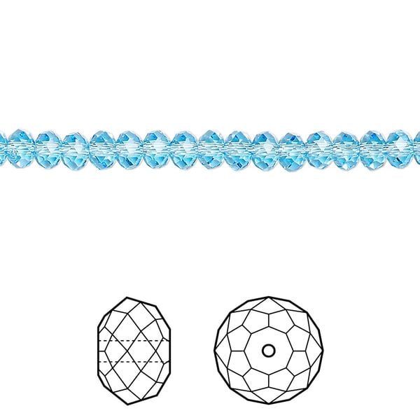 Bead 720pk aquamarine, Swarovski® 4x3mm rondelle 5040 image number 0