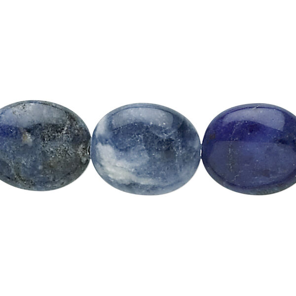 Sodalite 1pkg1, puffed oval bead natural 15.5-16 inch 16x14mm image number 0