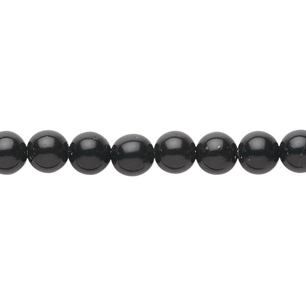 Bead, black obsidian (natural), 6mm round, B grade, Mohs hardness 5 to 5-1/2. Sold per 15-1/2" to 16" strand. image number 0