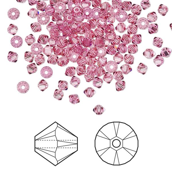 Bead 144pk rose, Crystal Passions® 3mm bicone 5328 image number 0