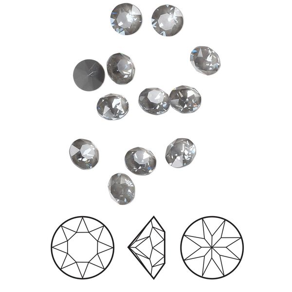 Chaton 12pk crystal dark grey ignite LacquerPRO, Crystal Passions® 6.14-6.32mm round SS29 1088 image number 0