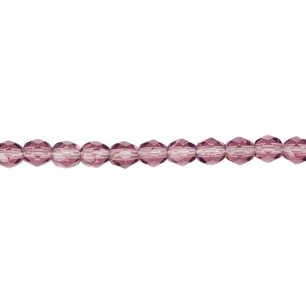 Bead, Czech fire-polished glass, amethyst purple, 4mm faceted round. Sold per pkg of 1,200 (1 mass). image number 0