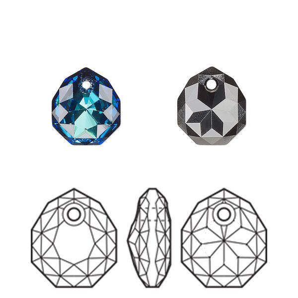 Drop 48pk crystal Bermuda blue, Swarovski® 11.5x10mm pendant majestic 6436 image number 0