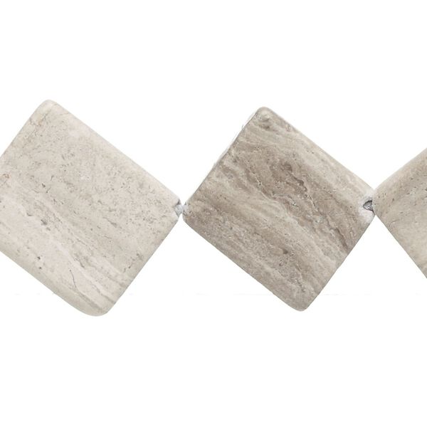 Grey marble / cream marble 1pkg1, flat diamond bead natural 15 inch 18x18mm-22x22mm image number 0