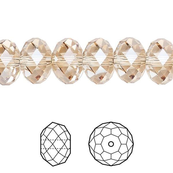 Bead 12pk crystal golden shadow, Crystal Passions® 12x8mm rondelle 5040 image number 0