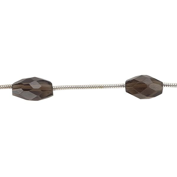 Smoky quartz 1pkg6, hand-cut faceted oval bead 9x5mm-11x6mm image number 0