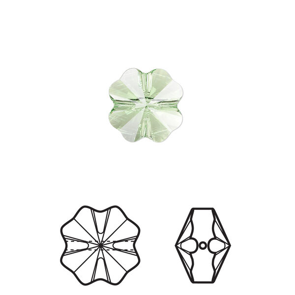 Bead 4pk peridot, Crystal Passions® 12mm clover 5752 image number 0
