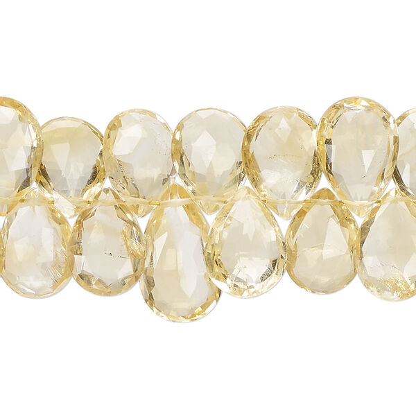 Citrine 1pkg1, hand-cut top-drilled faceted puffed teardrop bead 8 inch graduated 10x8mm-15x10mm image number 0