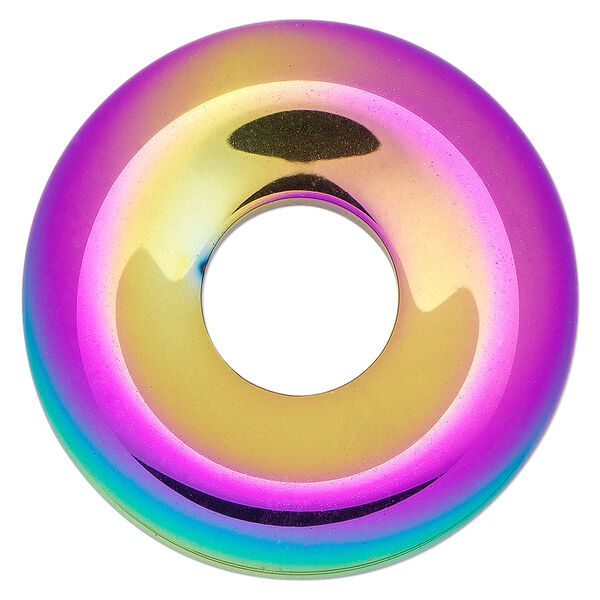 Hemalyke™ 1pkg1, electroplated rainbow donut focal 41mm image number 0