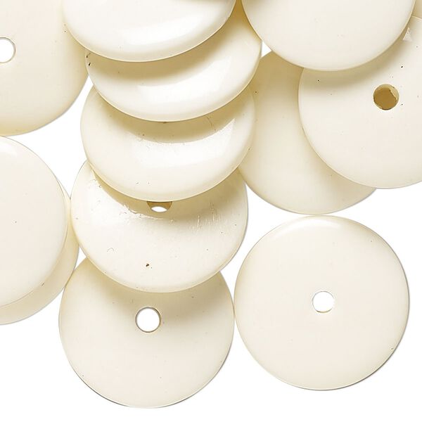 Bead, acrylic, pkg/2 ounces, ivory, 18x5mm-20x7mm rondelle. image number 0