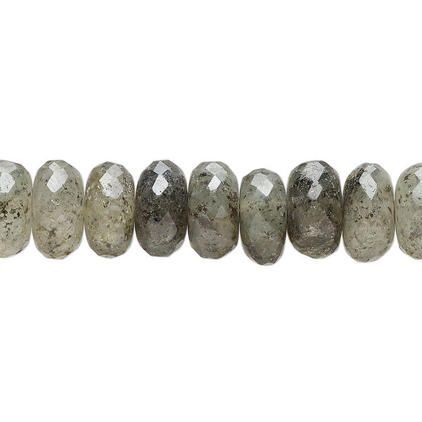 Black spotted quartz 1pkg1, hand-cut faceted rondelle bead natural B grade, 14 inch 10x4mm-12x8mm image number 0
