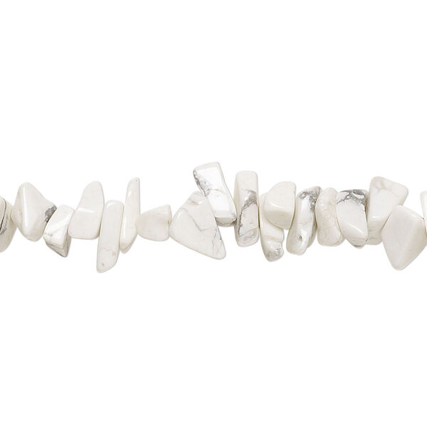 Bead, white howlite (natural), small chip, Mohs hardness 3 to 3-1/2. Sold per 15-1/2" to 16" strand. image number 0