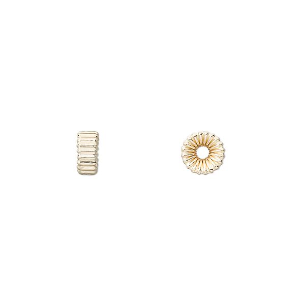 Bead, 14Kt gold-filled, 6.5x3mm corrugated rondelle. Sold per pkg of 20. image number 0